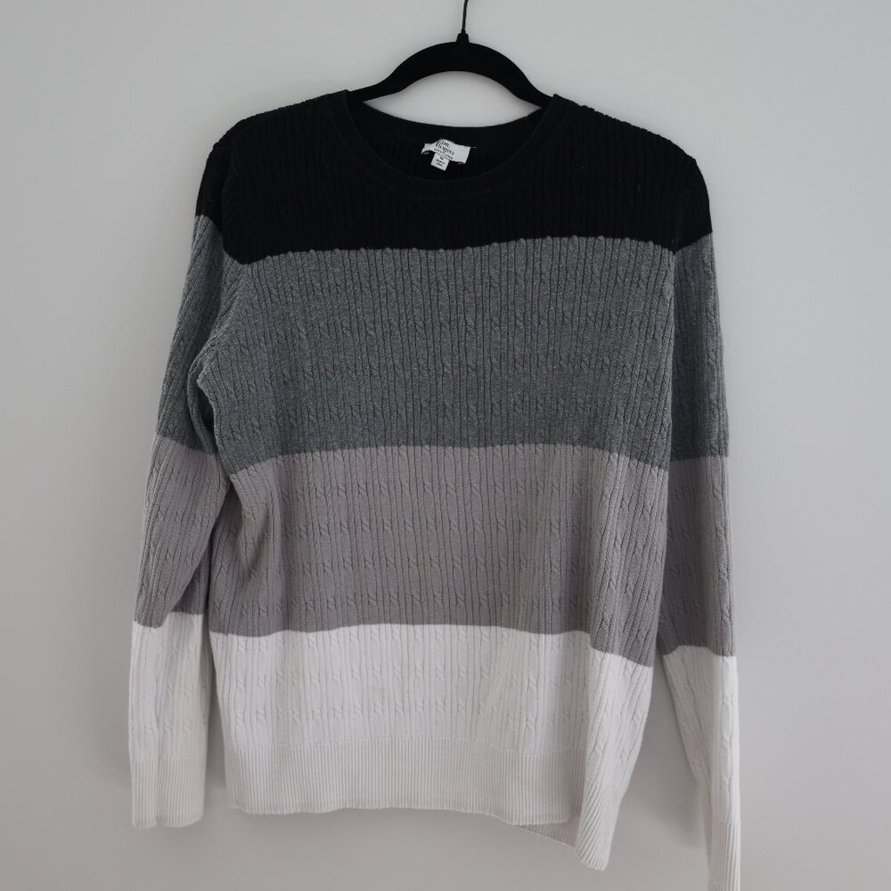 Women's Gray, Black, White Colorblock Sweater 100% cotton